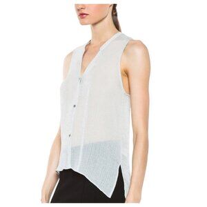 Helmut Lang Breeze Top in Newsprint Light Grey Sheer Small Sleeveless Old Money
